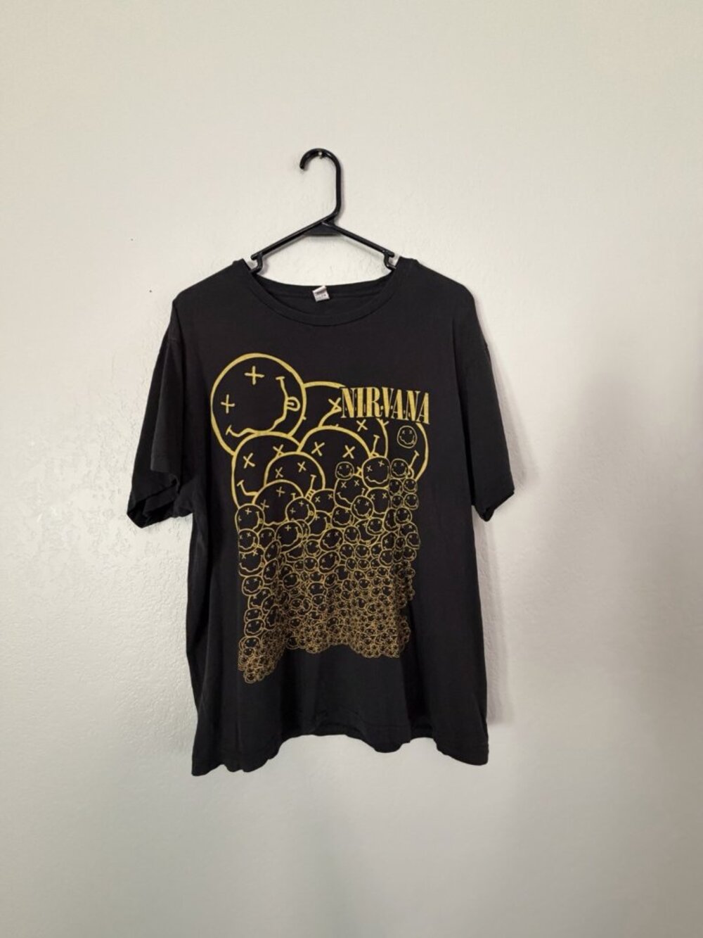 Vintage 2007 Nirvana Shirt L All Over Smiley Face Band RARE Tultex Cotton Y2K